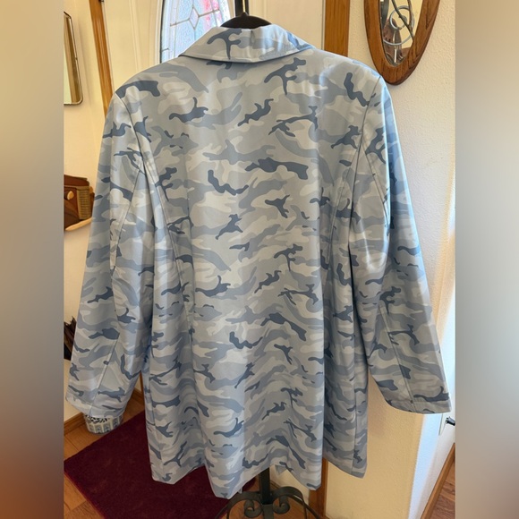 dennis basso Light Blue Camo Trench Coat - Picture 3 of 7